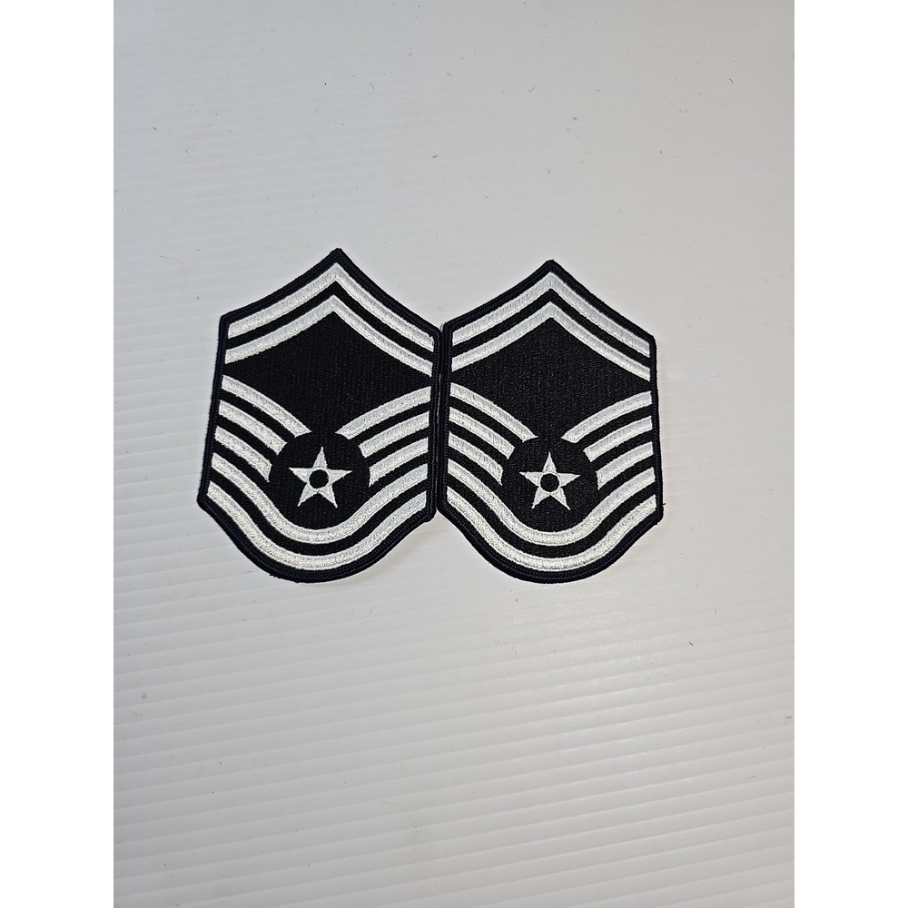 US Air Force Dress Blue Senior Master Sergeant E-8 Rank Chevron Patches - Small - Picture 1 of 4